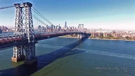 Nyc Williamsburg Bridge Drone Aerial Fly Over Brooklyn New York City