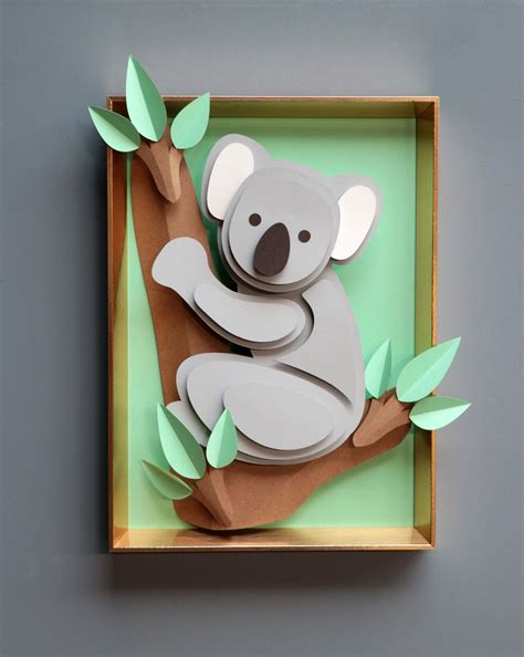 Printable 3d Paper Koala Template To Help Koalas In Need Etsy Paper