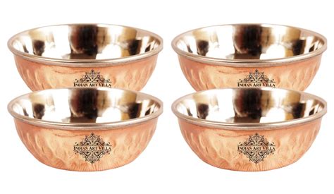 Buy Indian Art Villa Steel Copper Omega Design Hammered Bowls Katori Dinnerware Online