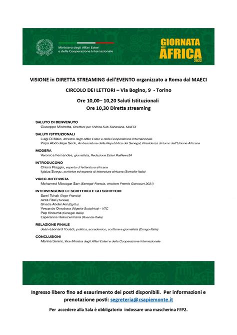 Giornata Dellafrica 2022 Centro Piemontese Studi Africani