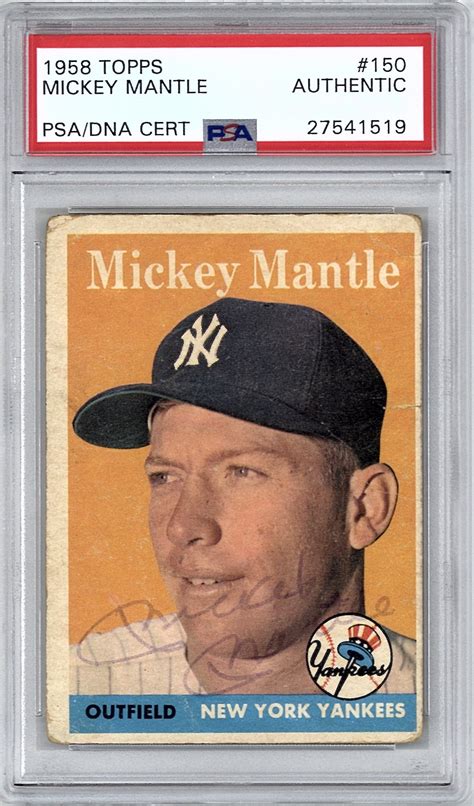 Vintage sports cards have been increasing at an exponential rate in recent years, thus it could be a good time to cash in some of your. Lot Detail - Mickey Mantle Vintage Signed 1958 Topps #150 ...