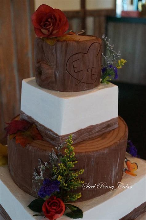 rustic tree stump wedding cake cake by steel penny cakesdecor