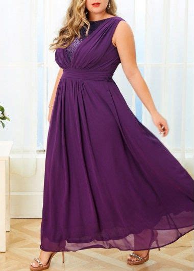 Deep Purple Sequin Embellished Plus Size Chiffon Dress Usd 35 73 Chiffon