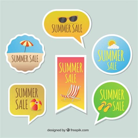Free Vector Decoraive Pack Of Summer Sale Stickers