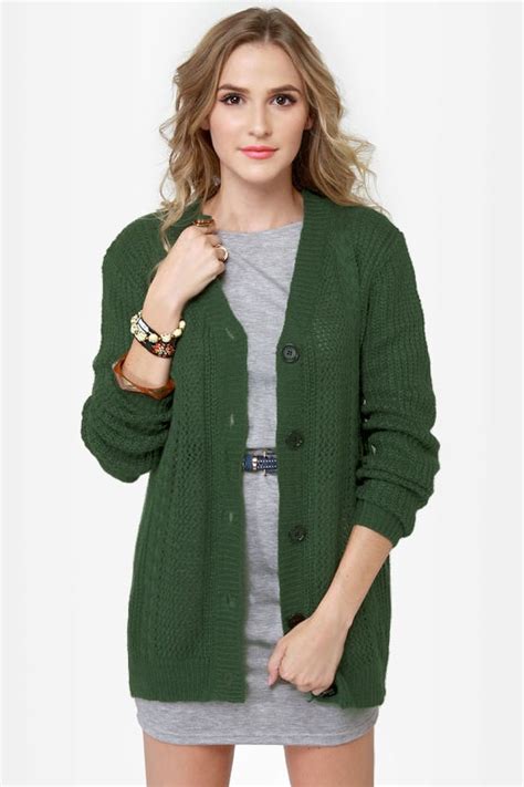 Cute Green Sweater Cardigan Sweater 4100