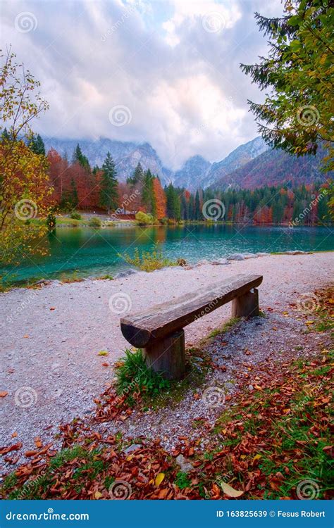 Lake Fusine Lago Di Fusine In North Italy In The Alps Stock Image