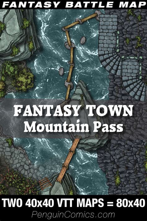 VTT Battle Maps Fantasy Town Mountain Pass Two VTT X Maps X PenguinComics VTT