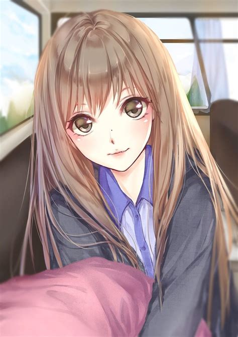 Lovely Girl Looks Kind And Happy Manga Kawaii Chica Anime Manga