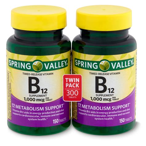 Spring Valley Timed Release Vitamin B12 Supplement Twin Pack 1000 Mcg