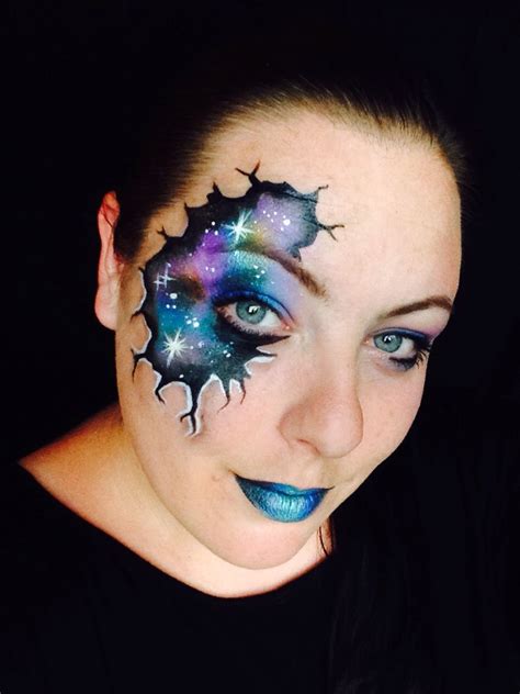 Galaxy Fractured Face Paint By Zoe X Festival Face Paint Face Art