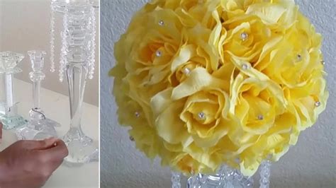 Diy Crystal Rose Candle Stick Chandelier Centerpiece Youtube