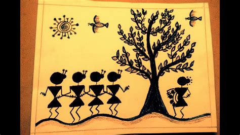 Easy Kid Warli Art The Word Warli Means A Piece Of Land In Varli
