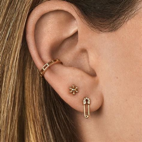 Copper Pin Ear Cuff Set Stud Earrings Set Gold Ear Cuff Body