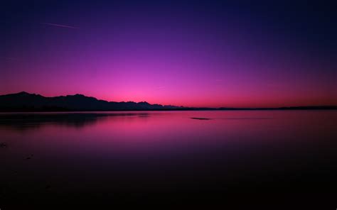 Sunset Wallpaper 4k Lake Dusk Purple Sky