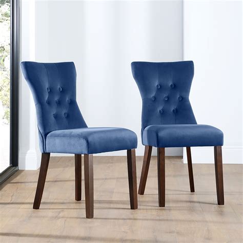 Free shipping on orders over $35. Bewley Blue Velvet Button Back Dining Chair (Dark Leg ...