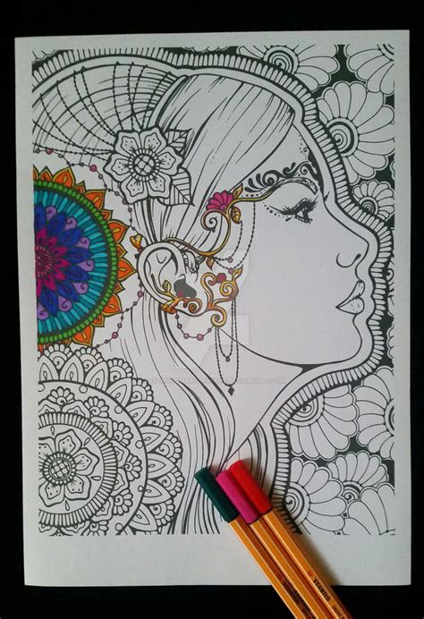 Mandala Girl Adult Colouring Page By Psychosomatic Psyche On Deviantart