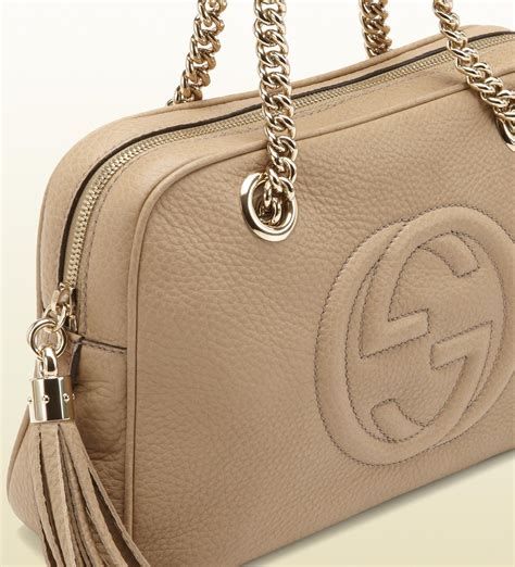 Gucci Soho Leather Shoulder Bag In Natural Lyst