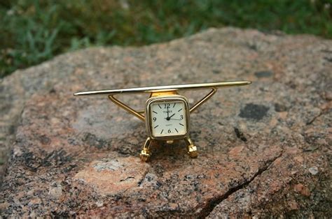 Timex Airplane Solid Brass Desk Clock By Tullula On Etsy