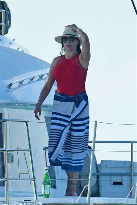 lauren silverman in red swimsuit on a catamaran in barbados 06 gotceleb
