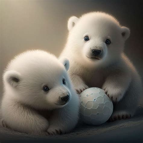 Cute Baby Polar Bears Playing Las Digital Art And Ai Animals Birds