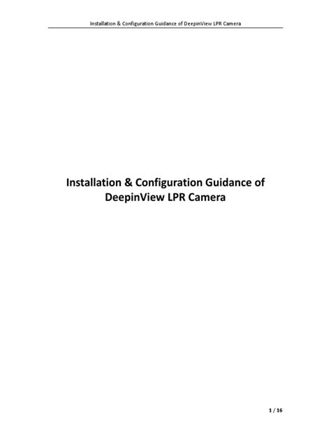 Deepinview Lpr Camera Installation Configuration Guide 20210814 Pdf