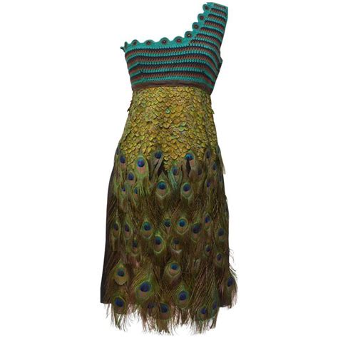 Rare Collectors Prada Runway 2005 Peacock Feather Dress Size 42 In