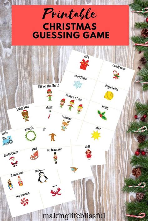Christmas Guessing Game Printable Cards For Charades Etsy Guessing