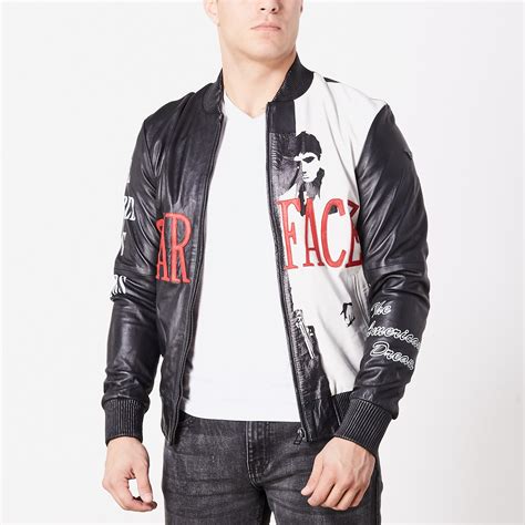 Scarface Leather Jacket // Black + White + Red (2XL) - Luca Designs