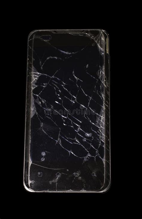 Black Smartphone With Cracked Screen Stock Photo Image 30376790