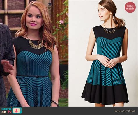 Wornontv Jessies Blue And Black Striped Dress On Jessie Debby Ryan