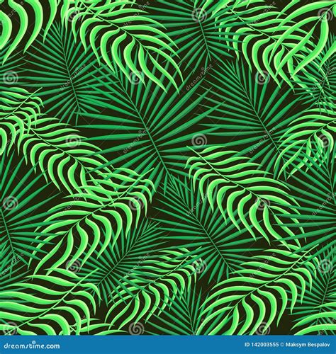 Seamless Pattern Background Exotic Tropic Floral Palm Leaves Foliage