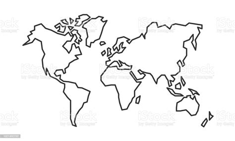 World Map Icon Isolated On White Background World Earth Minimal Outline