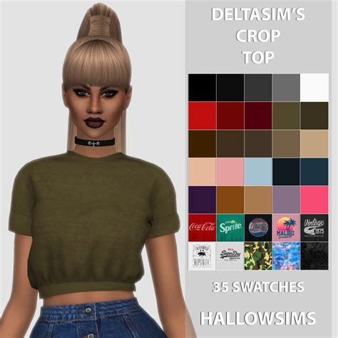 Deltasims Crop Top 35 Swatches All Lods Hallowsims Sims 4