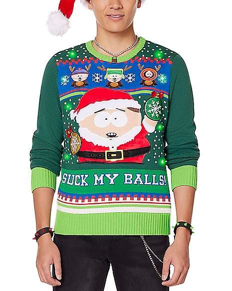 Light Up Suck My Balls Ugly Christmas Sweater South Park Spencers