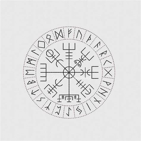Elder Futhark Rune Vegvisir Circle 4x4 5x7 Titania Creations