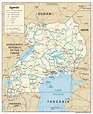 Uganda District Maps / Map of Uganda showing the regions of the country ...