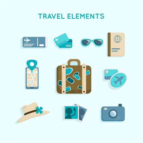 Free Vector Travel Elements Collection In Flat Style