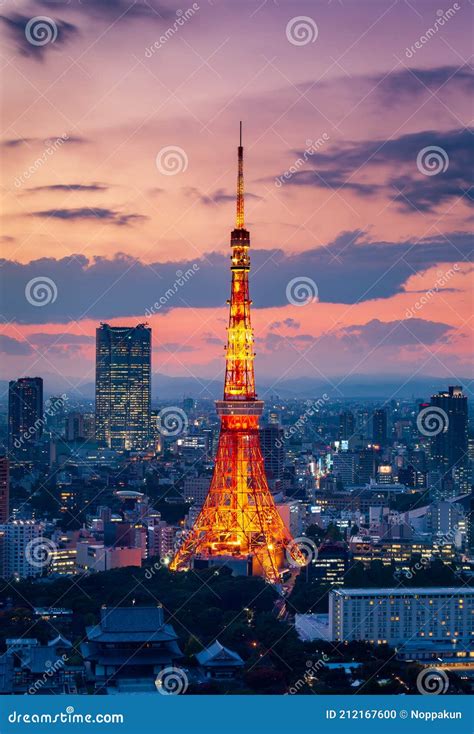 Tokyo Tower And Tokyo Skyscrapers Buildings In Roppongi At Night Tokyo