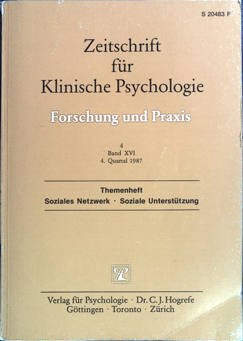Zeitschrift Für Klinische Psychologie Forschung Und Praxis Von