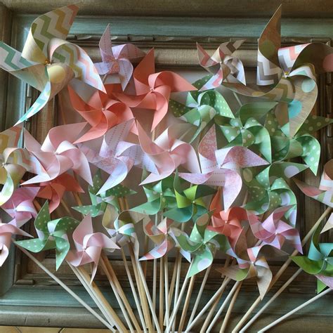 Wedding Birthday Paper Pinwheels For Table Centerpiece Etsy