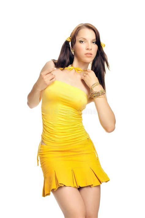 Sex Girl In A Yellow Dress Stock Image Image Of Girl 10830569