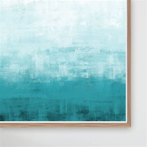 Ombre Wall Art Teal Painting Minimal Abstract Painting Etsy
