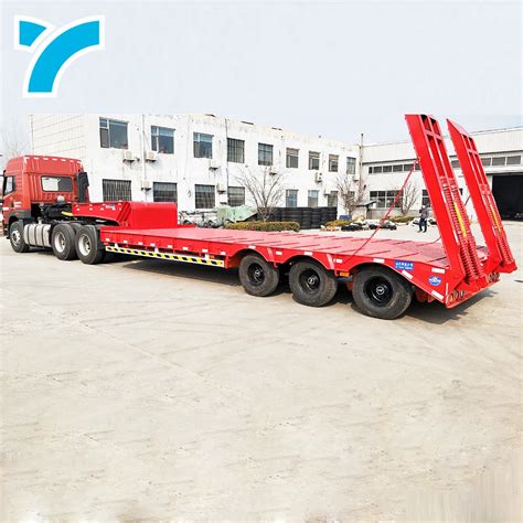 China Manufacturer Low Bed Truck Semi 3 Axles Lowboy Trailer Lowboy