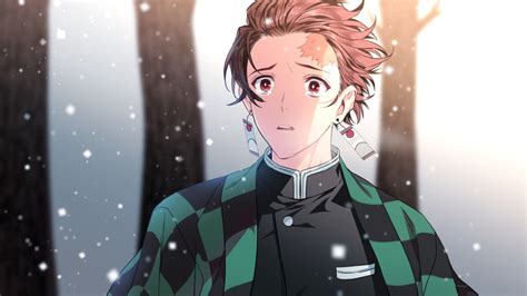 Demon Slayer Tanjirou Kamado Wearing Black And Green Checked Dress With