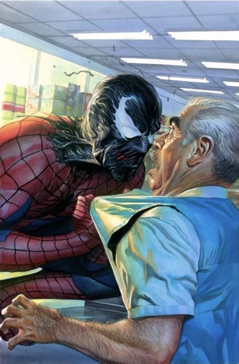 Alex Ross Amazing Spiderman Original Art Cover Spider Man Painting With Venom In Robert