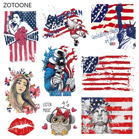 Zotoone Stripes Iron On Transfer Patches On Clothing Diy Flag Dog Patch