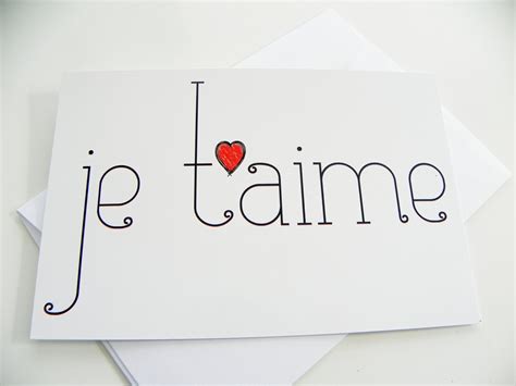 Romantic Greeting Card Je Taime I Love You French