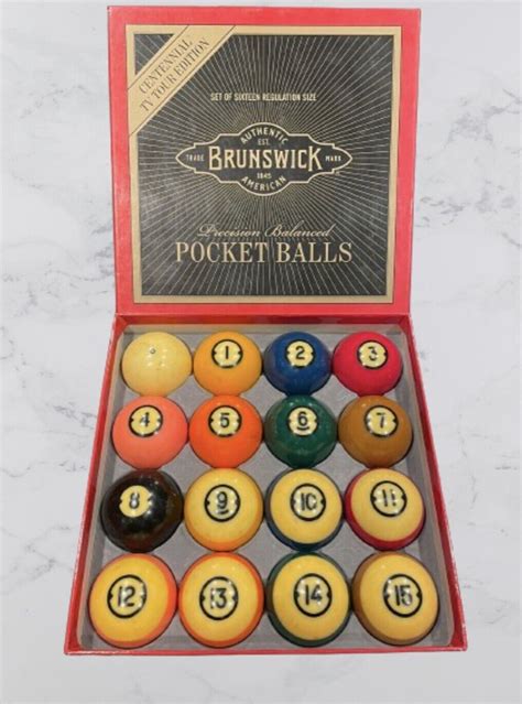 Brunswick Centennial Pool Balls Set Of 16 Billiard Pocket Model