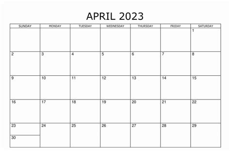 Fillable 2023 April Calendar Printable Free