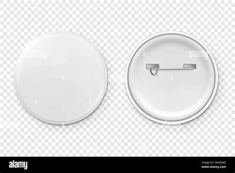 Vector 3d Realistic Metal Or Plastic Blank Button Badge Icon Set